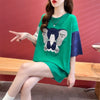 気質漫画カラーマッチング偽ツーピース半袖Tシャツ<U-2997>