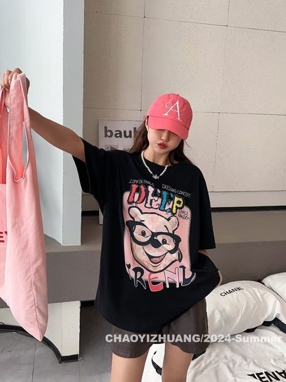 豊富な品揃え カジュアル ファッション プリント 半袖Tシャツ<U-4915>