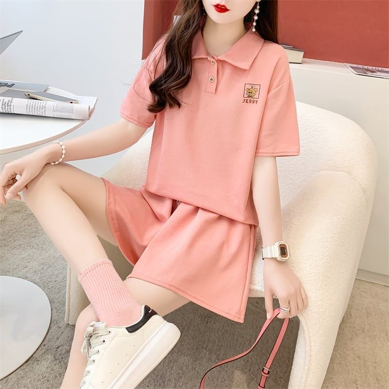 カジュアル 切り替え オシャレ度満点 Tシャツ＋ショートパンツ セットアップ＜U-3613＞