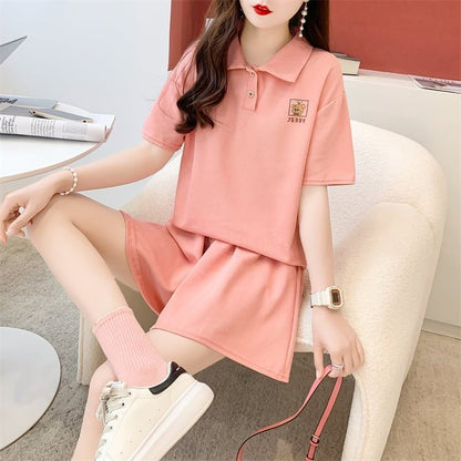 カジュアル 切り替え オシャレ度満点 Tシャツ＋ショートパンツ セットアップ＜U-3613＞