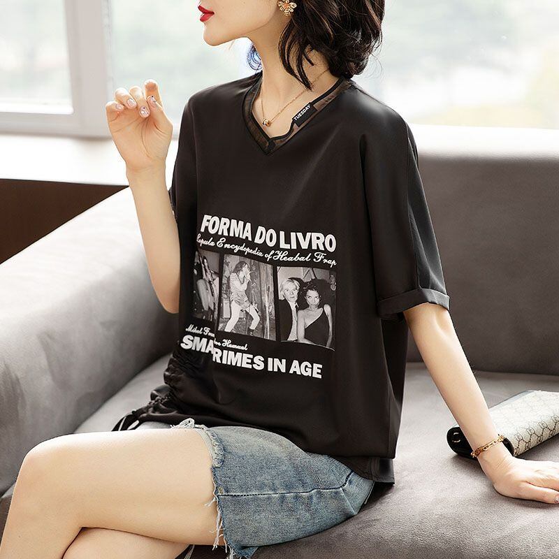話題沸騰中 ファッション 着回し力抜群 プリント 2色選択 半袖Tシャツ＜U-8621＞