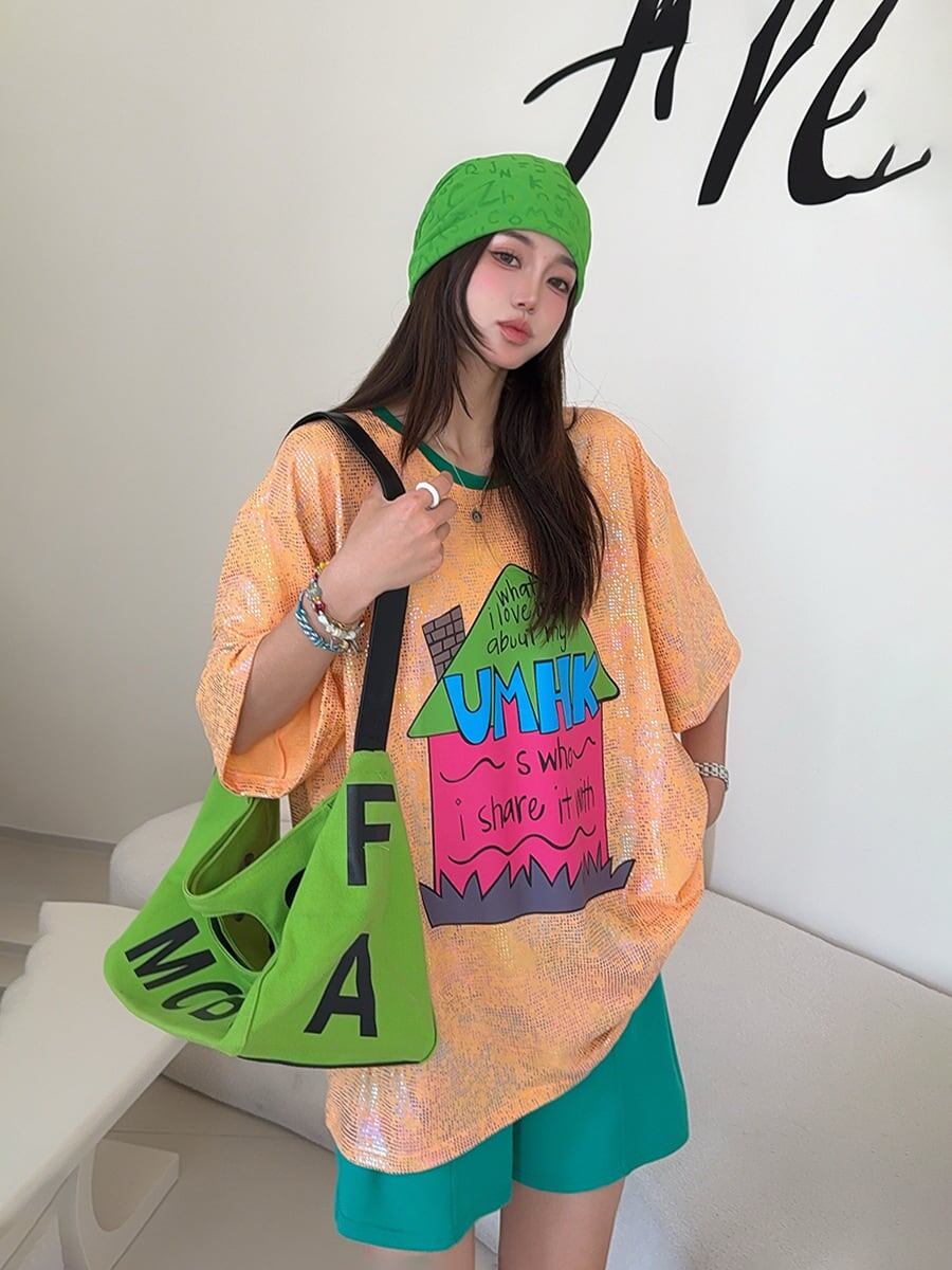 個性派 売れ筋 おすすめ 絶対流行 早い者勝ち カジュアル 2色選択 Tシャツ<U-11373>