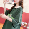スタイルアップ グラフィック POLOネック ドロップショルダーTシャツ ゆったり半袖 ＜U-3048＞