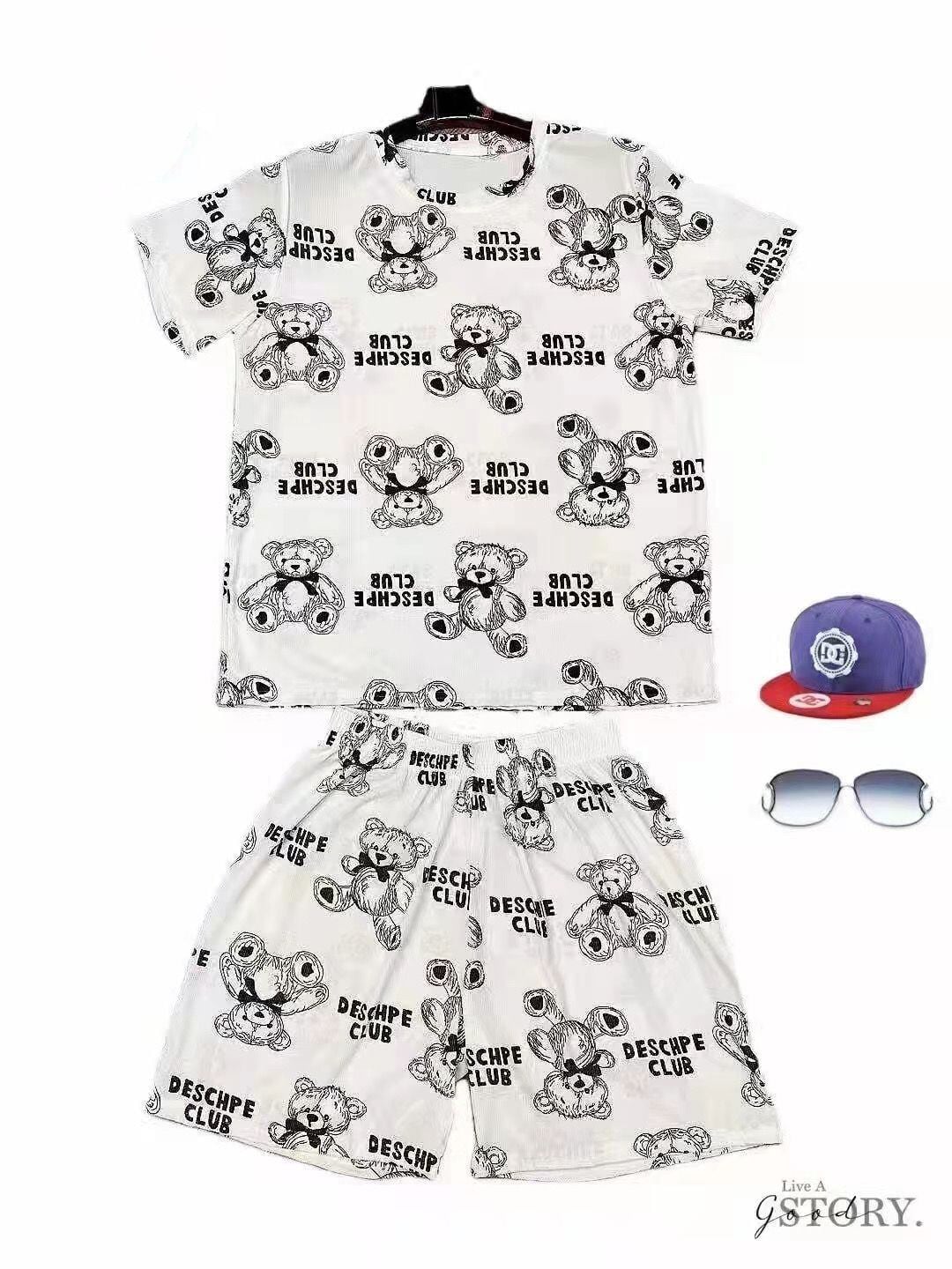 好感度UP カジュアル 夏に嬉しい機能付き 半袖Ｔシャツⅹパンツセット全4色<U-11628>
