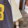 絶対欲しい カラーマッチング 数字刺? ロング Tシャツ ゆったり 半袖 ＜U-2896＞