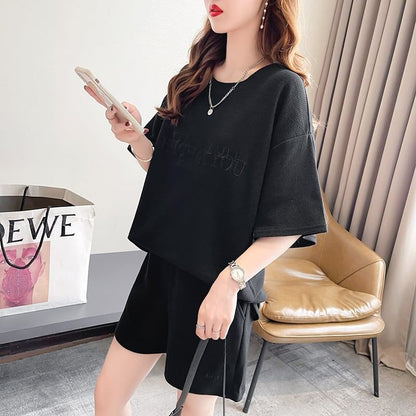 着心地抜群 切り替え 女性力を高める Tシャツ＋ショートパンツ セットアップ＜U-3553＞