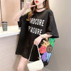 おすすめ アルファベット 花柄 Tシャツ 三色 ゆったり ロング 半袖 ＜U-2946＞