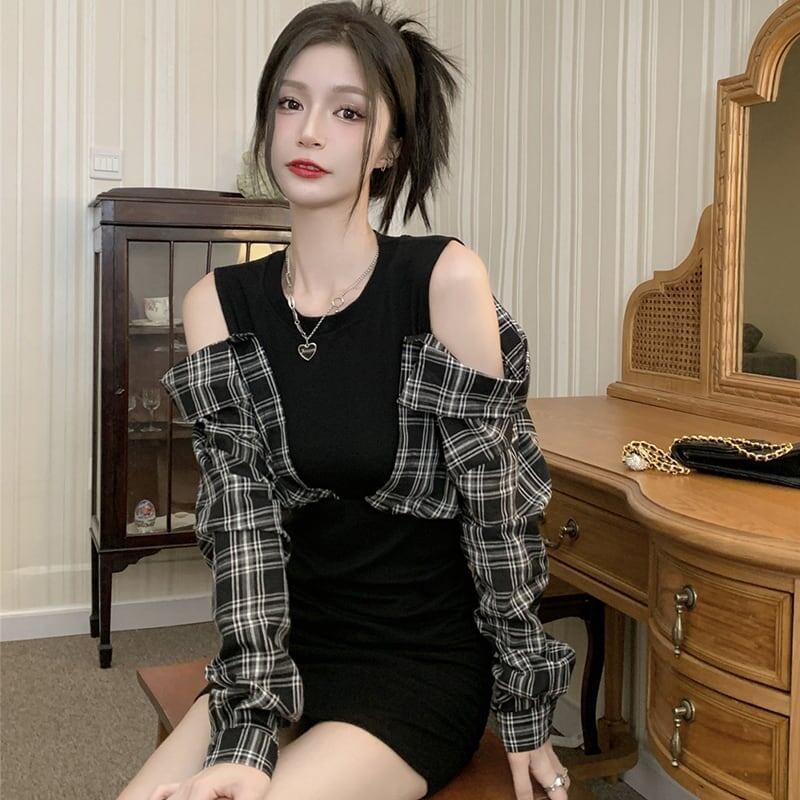 細身効果抜群 ベアトップ 女性力を高める ワンピース＜U-3780＞