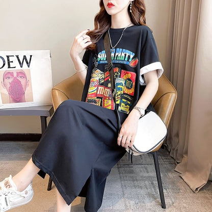 スタイリッシュ プリント 一目惚れ Tシャツ カットソー ワンピース＜U-3575＞