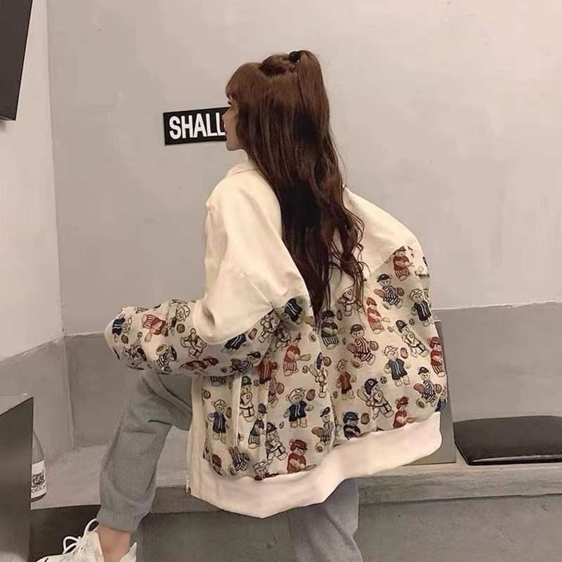 清純甘くて女子力UP カートゥーンプリント 気質溢れる ジッパー 長袖 ジャケット ブルゾン＜U-2466＞