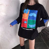 見逃し禁止レイヤード  グラフィックプリント 二色長袖Tシャツ＜U-4065＞