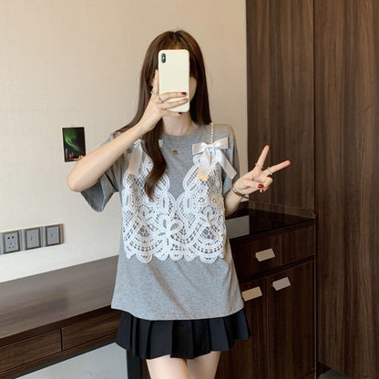 ファッション感満々 ロング丈 ゆったり 2色半袖Tシャツ＜U-10995＞