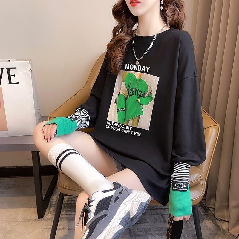 女性力を高める ラウンドネック 着心地抜群 プリント Tシャツ カットソー＜U-2865＞