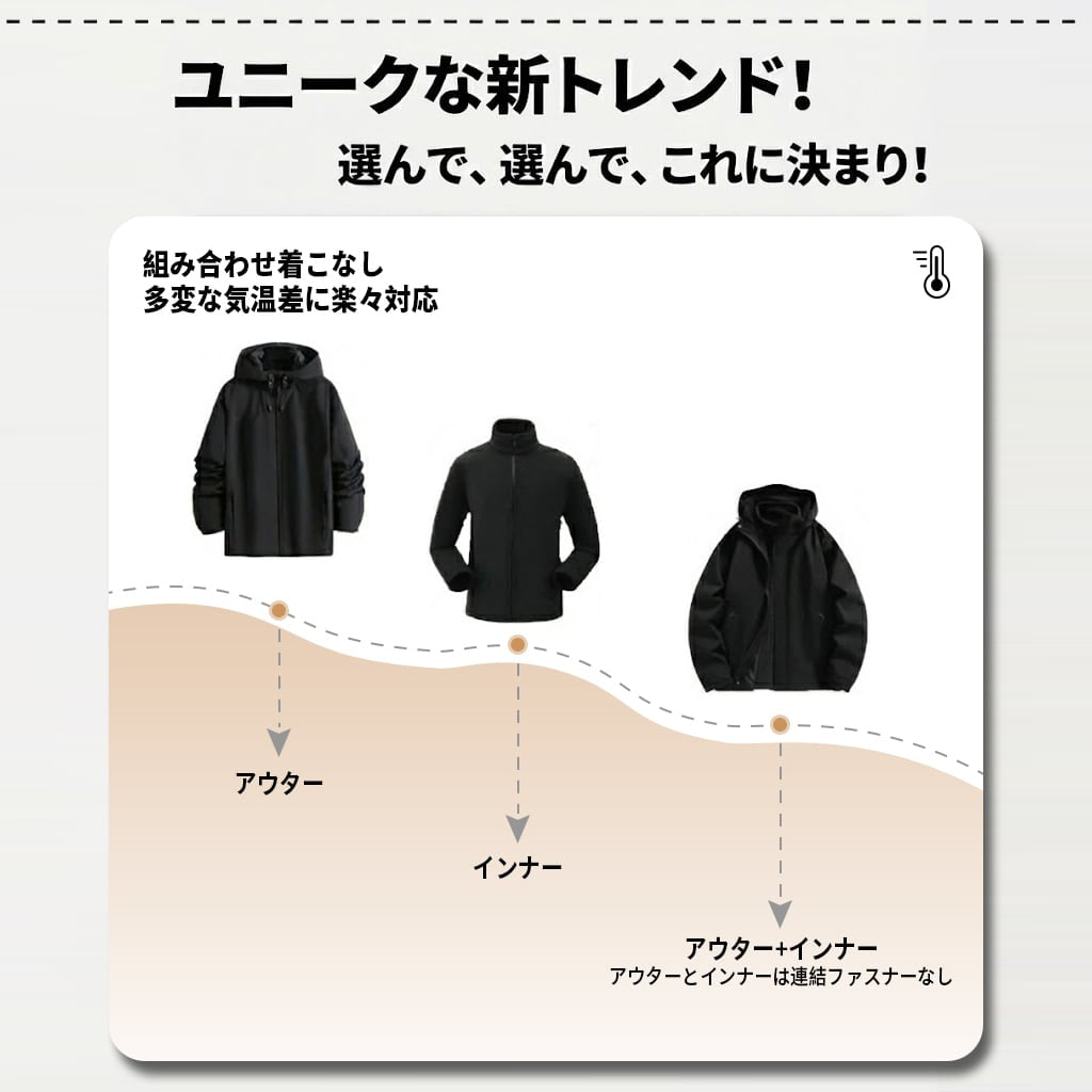 大人可愛い カジュアル 超人気  脱着可能ボアライナー付き 撥水加工男女兼用  3way  6色 マウンテンジャケット U-12905