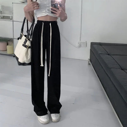 ルーズ 引き紐 ファッション ワイドパンツ ボトムス＜U-3032＞