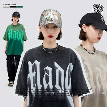 トレンドのアメリカンストリートビッグレタープリント半袖Tシャツ<U-2904>