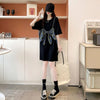 美人度アップ プリント 美腿効果抜群 Tシャツ カットソー ワンピース＜U-3357＞