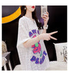 【半額！期間限定！！】新商品 切り替え 一目惚れ 透かし彫り プリント Tシャツ カットソー＜U-8523＞