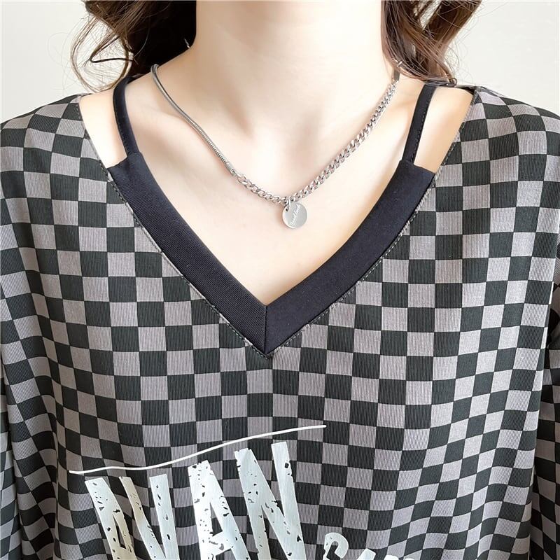 ゆったり感アップ 切り替え オシャレ度満点 プリント Tシャツ カットソー＜U-3387＞