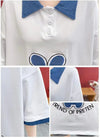 韓国系 ウサギちゃん POLOネック プリントTシャツ 三色 ゆったり半袖 ＜U-3056＞