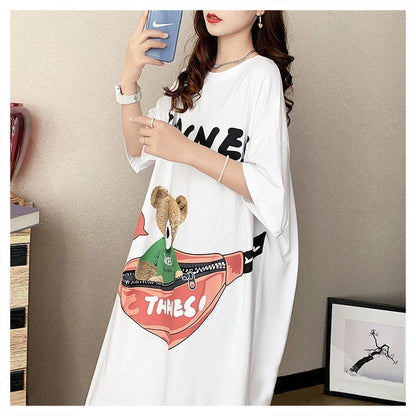スタイリッシュ プリント カジュアル Tシャツ カットソー ワンピース＜U-8285＞
