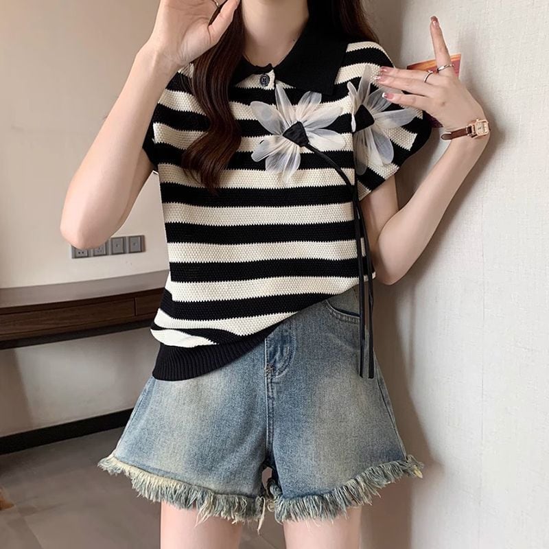 新作 上質 話題沸騰中 好感度UP ニット 全2色 半袖Tシャツ＜U-8734＞