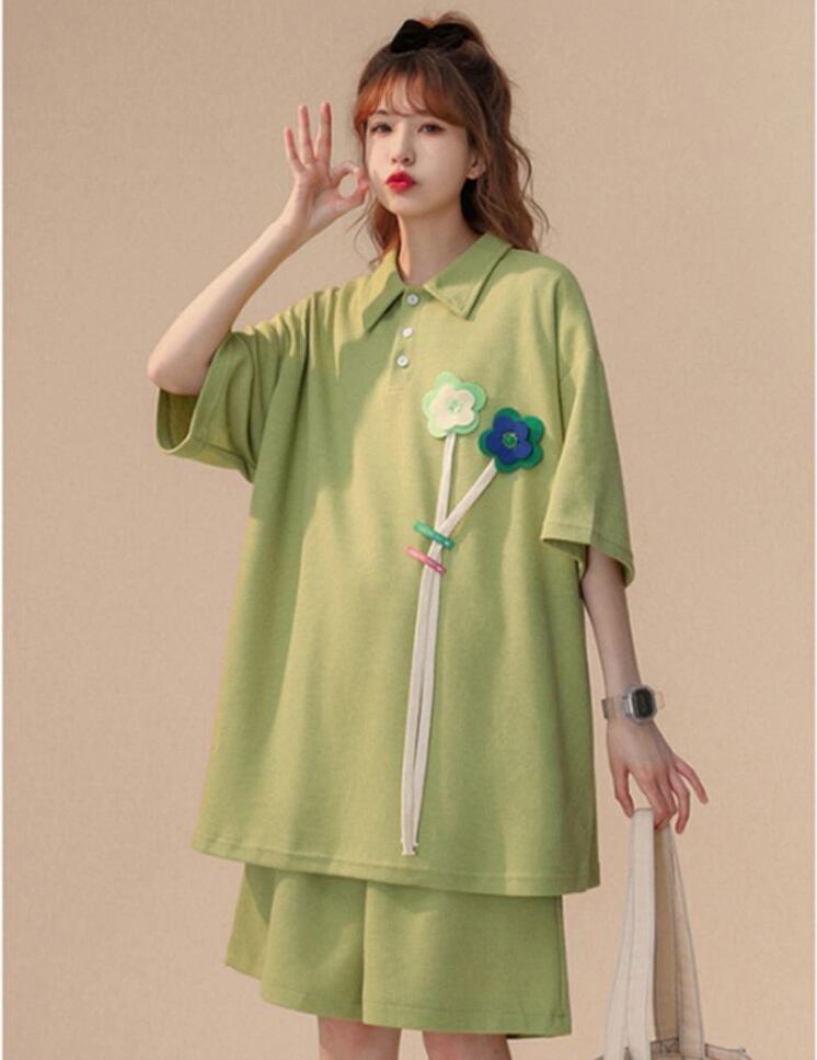期間限定 ゆったり感アップ ファッション Tシャツ＋ショートパンツ セットアップ＜U-8679＞