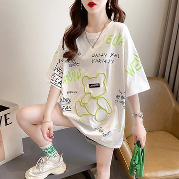 カジュアル 切り替え 好感度満載 プリント Tシャツ カットソー＜U-3543＞