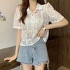 ファッション 透かし彫り 美人度アップ POLOネック Tシャツ カットソー＜U-3234＞