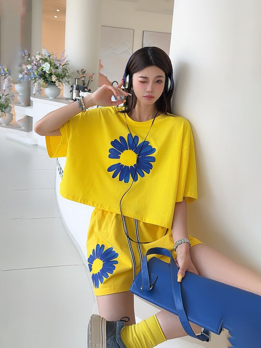 好感度UP カジュアル 真夏も快適 半袖 Tシャツ ショートパンツ セットアップ ＜U-11374＞