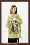 アメリカンレトロ絵画ウサギ半袖Tシャツカップル男女同スタイル<U-2910>