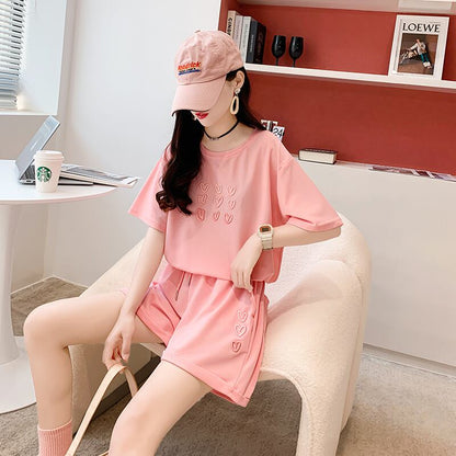 売り切れ必至 カジュアル 上質 ルーズ 半袖Ｔシャツⅹパンツセット全3色 <U-8234>