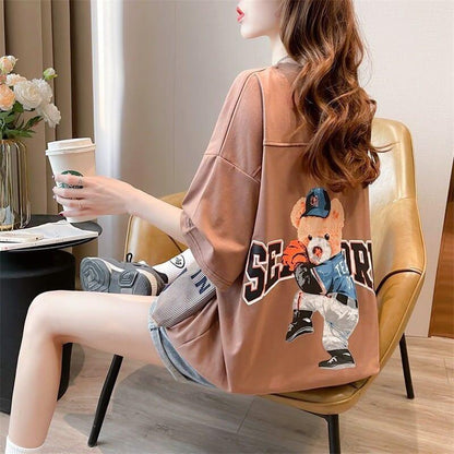 スタイリッシュ 3色選択可 一目惚れ カートゥーンプリント Tシャツ カットソー＜U-3091＞
