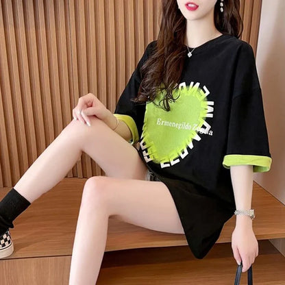オシャレ度満点 ラウンドネック 美感いっぱい プリント Tシャツ カットソー＜U-2911＞