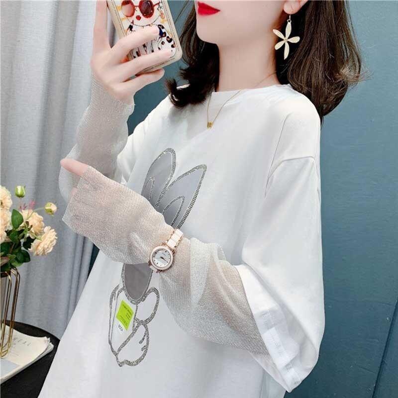 個性的なデザイン カートゥーンプリント 女性力を高める Tシャツ カットソー＜U-2995＞