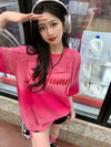 レイジースタイルドーパミングラデーションタイダイオールマッチ半袖Tシャツ<U-2895>