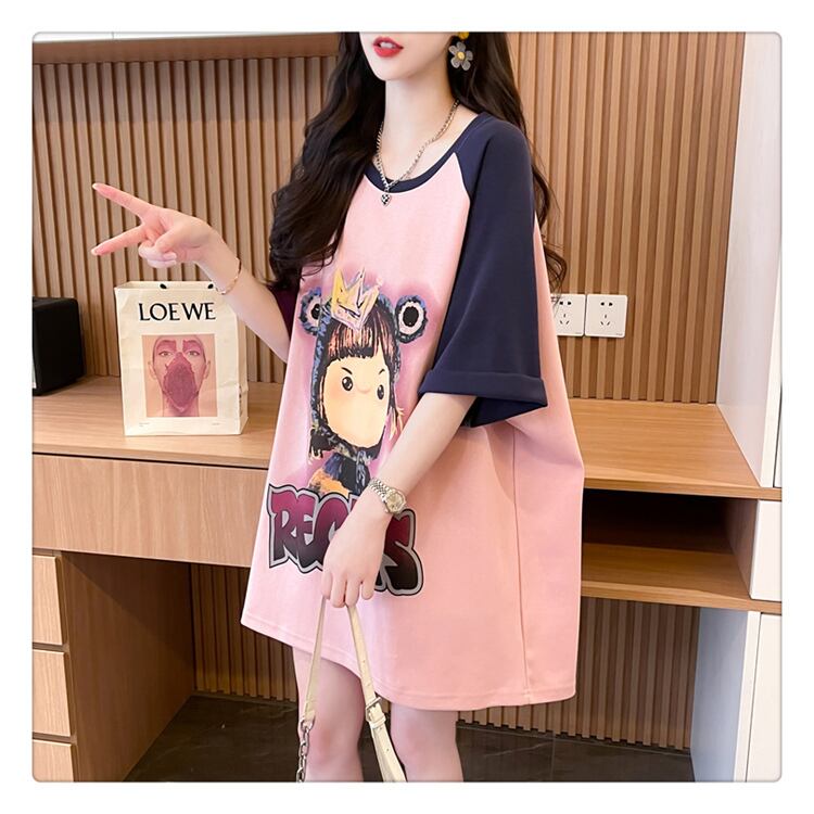 超人気 切り替え スウィート プリント レース 全2色 半袖Tシャツ ＜U-8716＞