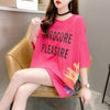 おすすめ アルファベット 花柄 Tシャツ 三色 ゆったり ロング 半袖 ＜U-2946＞