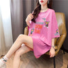 着せ プリント アルファベット ロングTシャツ 四色 ゆったりワンピース ＜U-4018＞