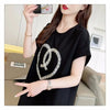 韓国系 ロング ハートマーク Tシャツ 半袖 ＜U-2837＞