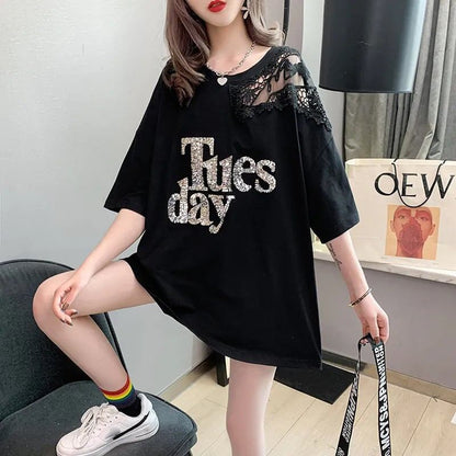 ゆったり感アップ プリント ファッション Tシャツ カットソー＜U-3306＞