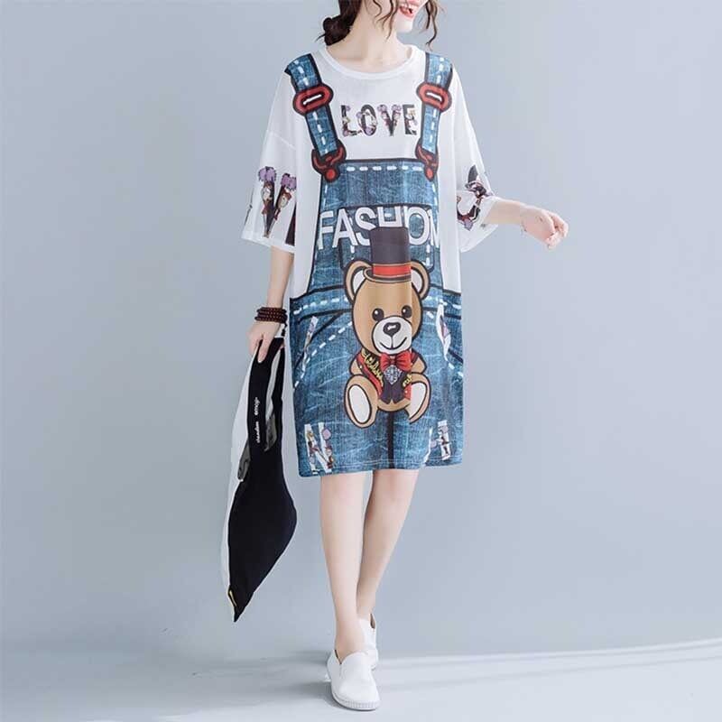 旅行Ｔシャツ 夏 レディース 膝丈 プリント 大きいサイズ ゆったりさらっと涼しい U-656