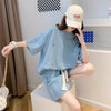 定番シンプル ?感?佳 夏に嬉しい機能付き カジュアル 全4色 半袖トップスⅹショートパンツセット<U-9079>