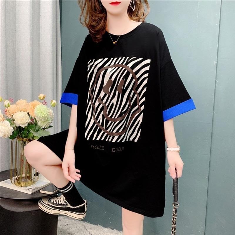 個性的なデザイン 切り替え 一目惚れ プリント Tシャツ カットソー＜U-3635＞