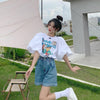 キュート プリント ファッション ゆったり 全4色 半袖 Tシャツ＜U-11521＞