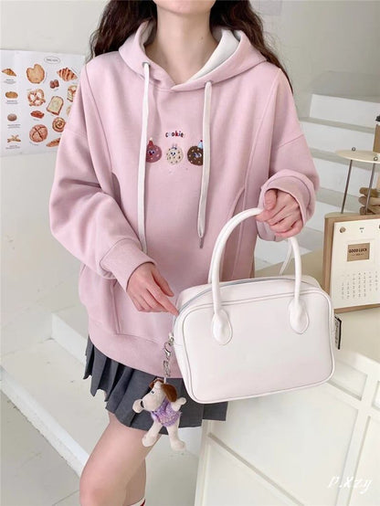 定番シンプルゆったりフード付きパーカ全3色トップス<U-4742>