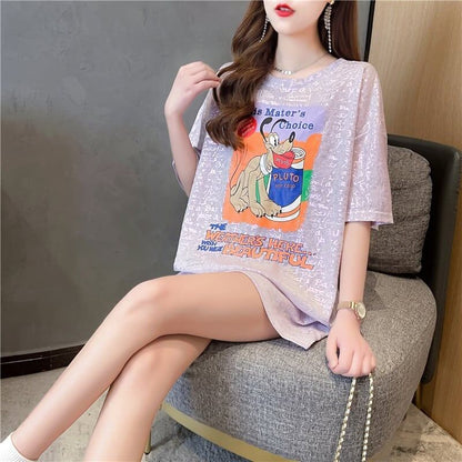 好感度満載 切り替え 美感いっぱい プリント Tシャツ カットソー＜U-3548＞