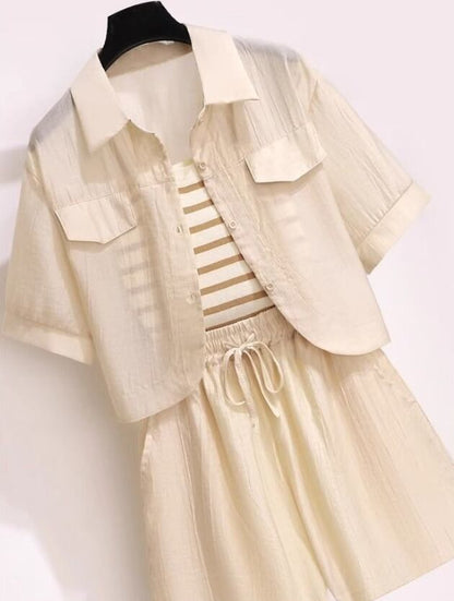 定番シンプル 紫外線対策 上品 全3色 シャツ+パンツセット ＜U-8655＞