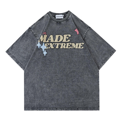ストリートトレンドのレターファンプリント半袖Tシャツ<U-2906>