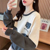 好感度100％リボン柄ロゴゆったり厚手スウェット全3色トップス<U-4615>